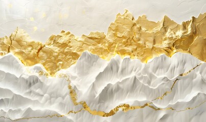 Wall Mural - gold leaf texture intertwining with pure white canvas creating an abstract landscape , Generative AI