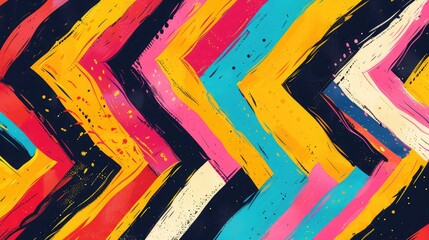 Poster - Bright and colorful zigzag patterns creating a playful abstract design.