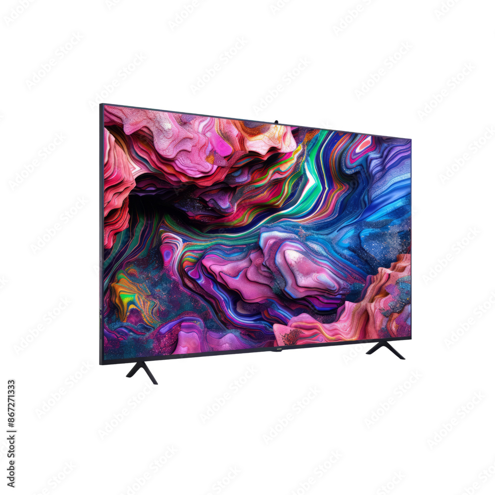 Modern TV with Abstract Art Display isolated on transparent background ...