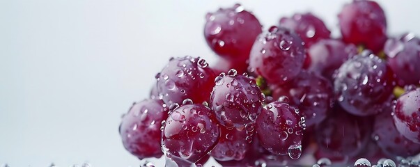 Wall Mural - Red Grapes With Water Drops - Closeup Photography