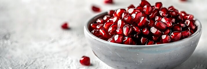 Bowl of Fresh Red Pomegranate Seeds, Food Photography