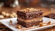 © AkuAku - Homemade cake slice with chocolate and nuts