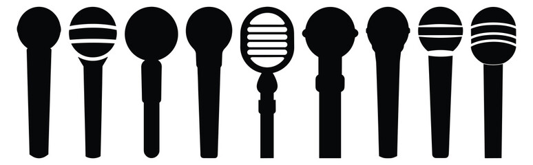 Wall Mural - Microphone silhouette set vector design big pack of illustration and icon