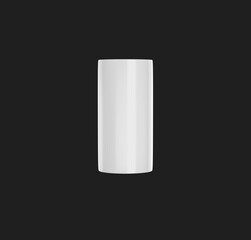 3d shiny white pvc socket plain pipe fitting connector on black background 3d illustration