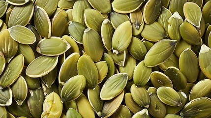 Close-up of a Heap of Green Pumpkin Seeds