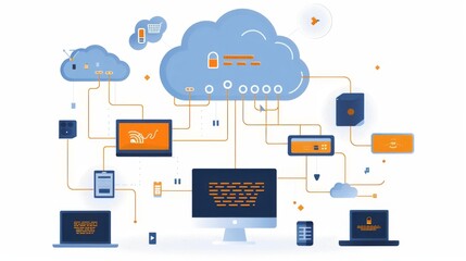 Aufkleber - Cloud Computing Network Illustration