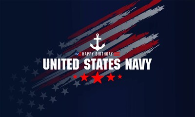 Wall Mural - U.S. navy birthday on october 13th  with U.S, flag, perfect for office, banner, company, landing page, background, social media wallpaper and greeting card.