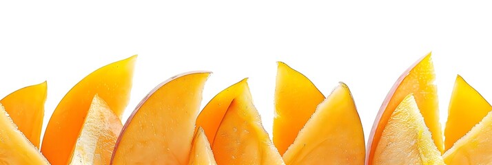 Wall Mural - Mango Slices Illustration - A Close-Up View of Juicy, Yellow Mango Slices