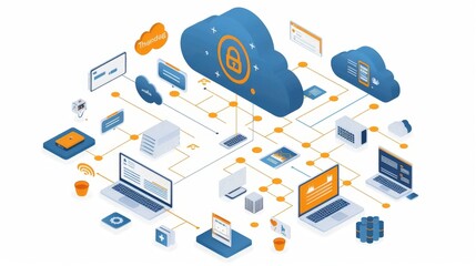 Poster - Cloud Computing and Secure Data Network Illustration