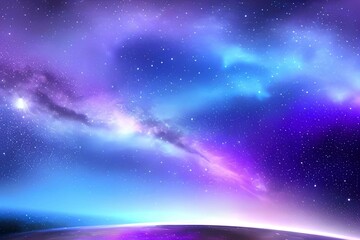 Wall Mural - Abstract Futuristic Watercolor universe Sky, stars, deep space Violet, blue, fantasy background