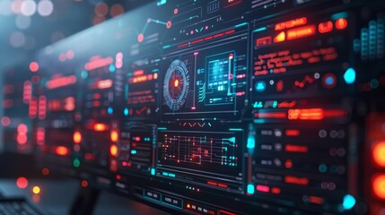 Poster - Futuristic Digital Interface on a Computer Screen