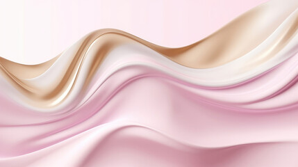 Wall Mural - 3D pale pink with gold liquid background, fluid splash, swirl on white. Luxury golden flow. luxus gold background dynamic flow wave 3d, generative ai