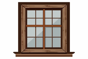 Wall Mural - Old Window, set against white background, with rustic look, window, vintage, old, white