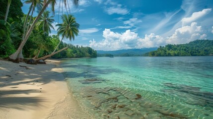 Wall Mural - Tropical Paradise: White Sand Beach and Clear Turquoise Waters