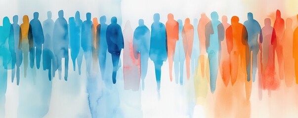 Corporate event, networking opportunities, professional crowd, Watercolor style