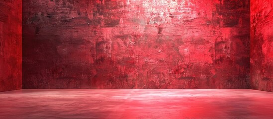 Canvas Print - Red concrete wall and floor with illuminated and shaded settings, suitable for showcasing products in presentations and cover banner layouts.