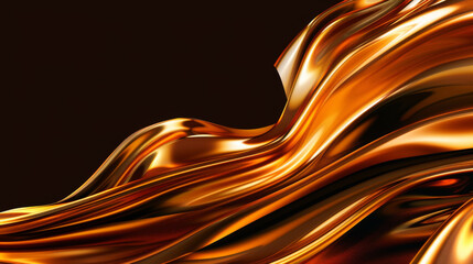 Molten gold flowing against a dark, richly colored background. The shiny, gradient texture suggests movement and luxury, highlighting wealth and fluidity.