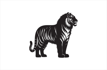 vector silhouette illustration of a tiger on white background