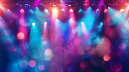 Wall Mural - Blurred concert lighting effects and party atmosphere on stage