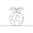 © Azmira - Ecology  single line art, continuous one line drawing of  Isolated outline vector art