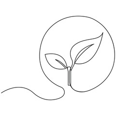 Wall Mural - 
Ecology  single line art, continuous one line drawing of  Isolated outline vector art
