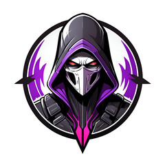 Wall Mural - A ninja logo with mask and black hoodie