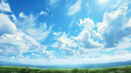 Wall Mural - high quality photograph of nature with a blue sky and white clouds in the background