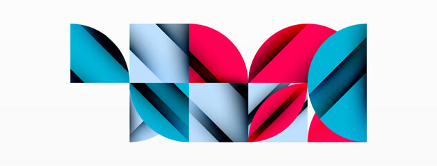 Aufkleber - Circle, square and flower petal geometric background. Round shapes composition for wallpaper, banner, background or landing