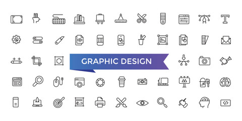 Aufkleber - Graphic Design icon set with editable stroke collection for web and ui. Line icons pack. Vector illustration.