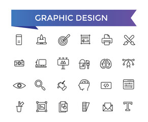 Aufkleber - Graphic Design icon set with editable stroke collection for web and ui. Line icons pack. Vector illustration.