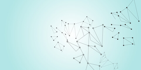 Poster - Grey graphic background dots with connections technologies and sharing data as abstract concept.