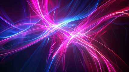 Poster - neon light waves form vibrant digital background with mesmerizing colors, creating a visual experien