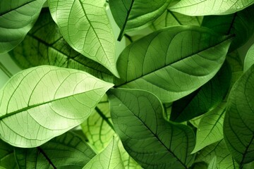 Wall Mural - Seamless green leaves background. generative ai.