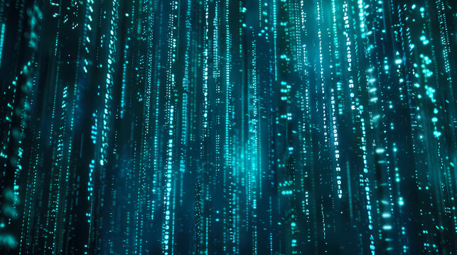 Blue digital matrix, binary code