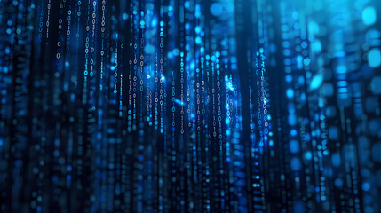 Blue digital matrix, binary code