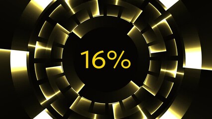 Aufkleber - Animation 0 to 100 percent with circle lines on plain black background
