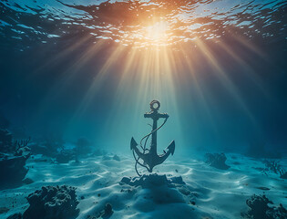 Wall Mural - The ocean floor depths of the sea underwater adventure travel and exploration concept