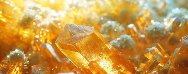 Fototapete - Sulfur crystallized on an abstract background in polarized light