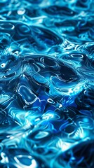 Wall Mural - A striking digital art image depicting the dynamic rippling effect of blue water