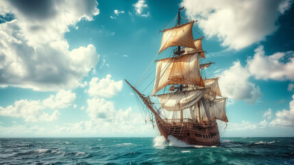 Wall Mural - ship in the ocean