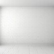 © Gun - Minimalist Room with a Clean White Brick Wall and White Wooden Floor Creating a Simple and Elegant Space