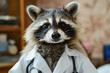 © Tetiana - AI generated picture of funny racoon working in hospital