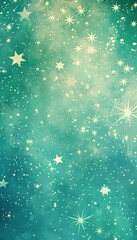 Poster - Dreamy teal background with stars and sparkles giving a magical and festive feeling