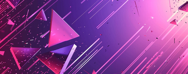 Fototapete - Triangle forms and diagonal stripes are scattered on an abstract purple and pink background