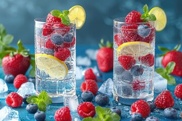 Wall Mural - summer fruits ice drink professional photography