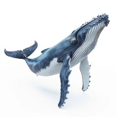 Wall Mural - humpback whale 3D cartoon isolated whitebackground