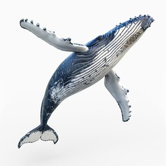 Wall Mural - humpback whale 3D cartoon isolated whitebackground 