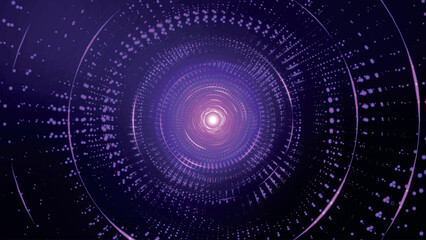Poster - Abstract digital background. Big data visualization. Circular rotations of fantasy circle of colorful particles, beautiful color spiral. 3d vector illustration.