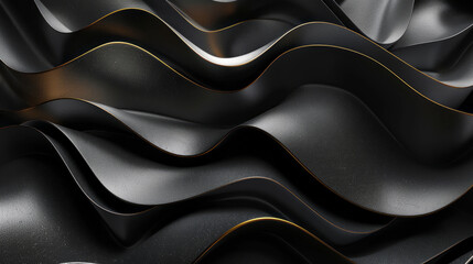 Poster - abstract wavy  black  background 