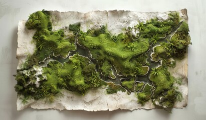 Wall Mural -  Stylized Moss Map Artwork